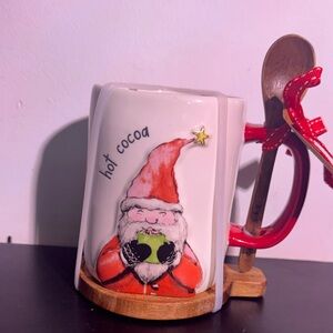 Rae Dunn Red and White Santa Mug with Spoon